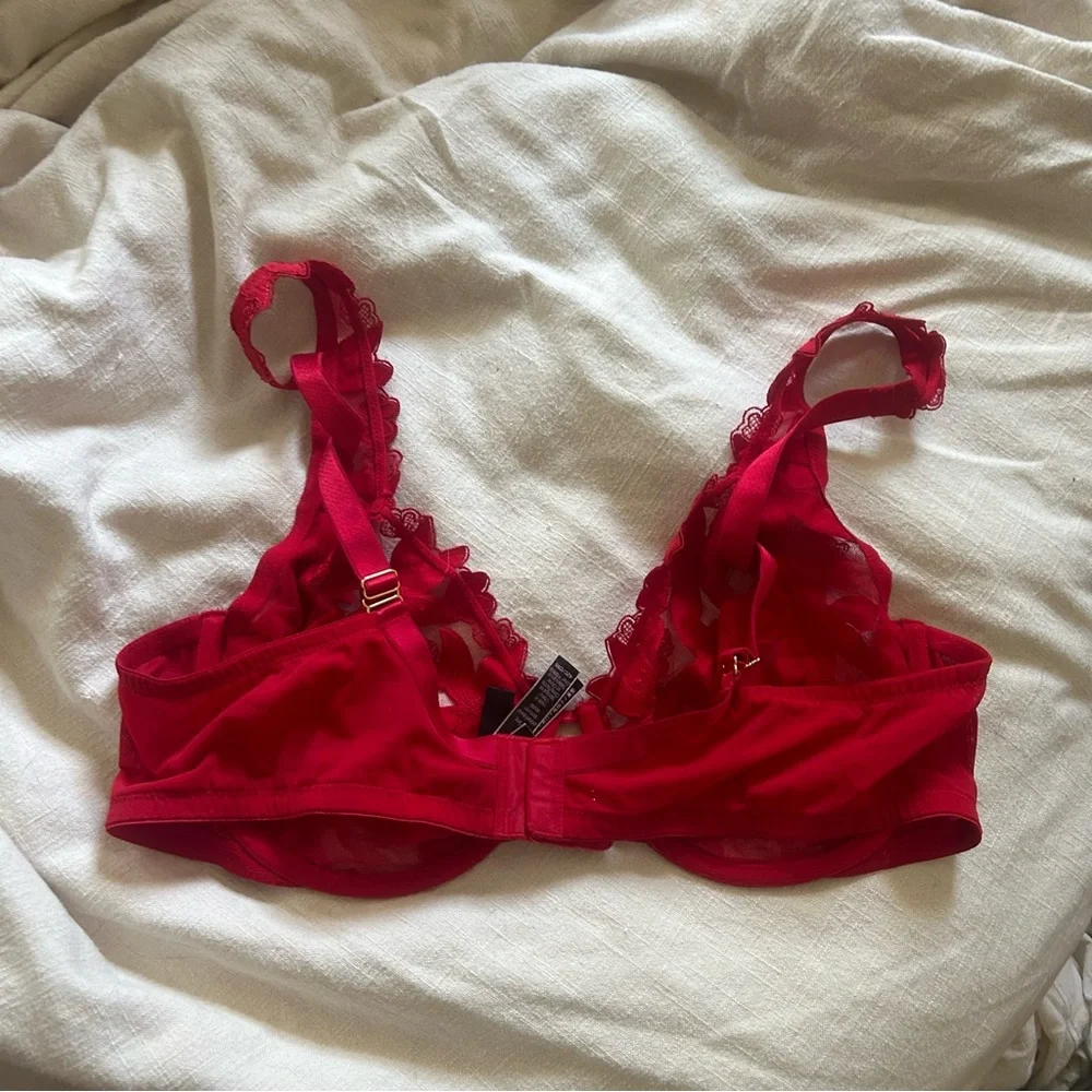 Very Sexy unined demi/
demi double 42 C red lace - Picture 2 of 3
